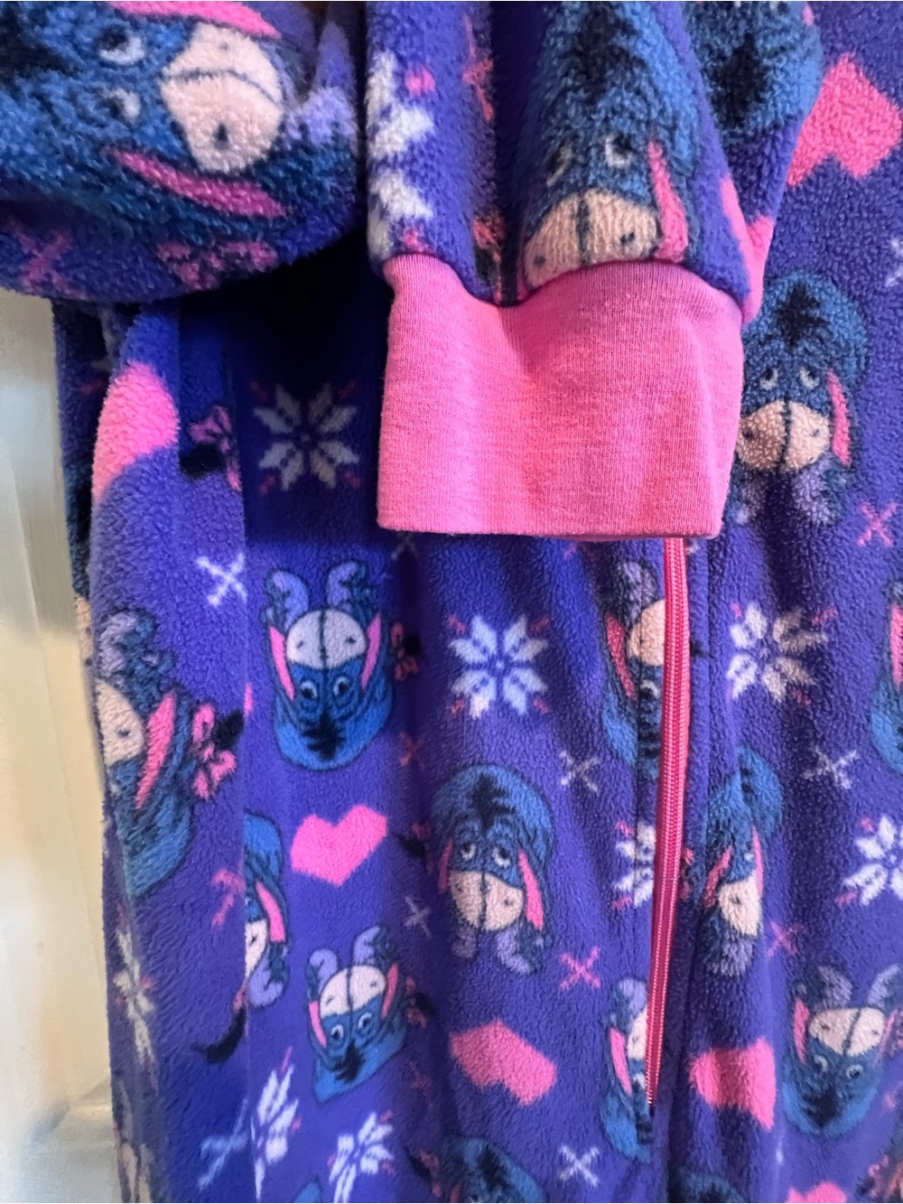 EEYORE ๐Disney Purple Fleece Onesie with Pink Trim - Picture 5 of 7